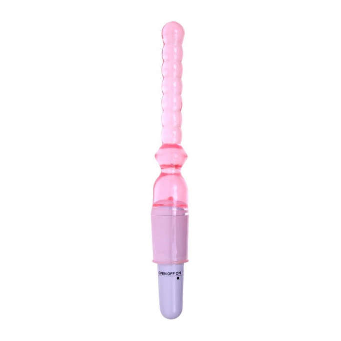 Тонкий розовый вибратор для анальной стимуляции - 25 см
