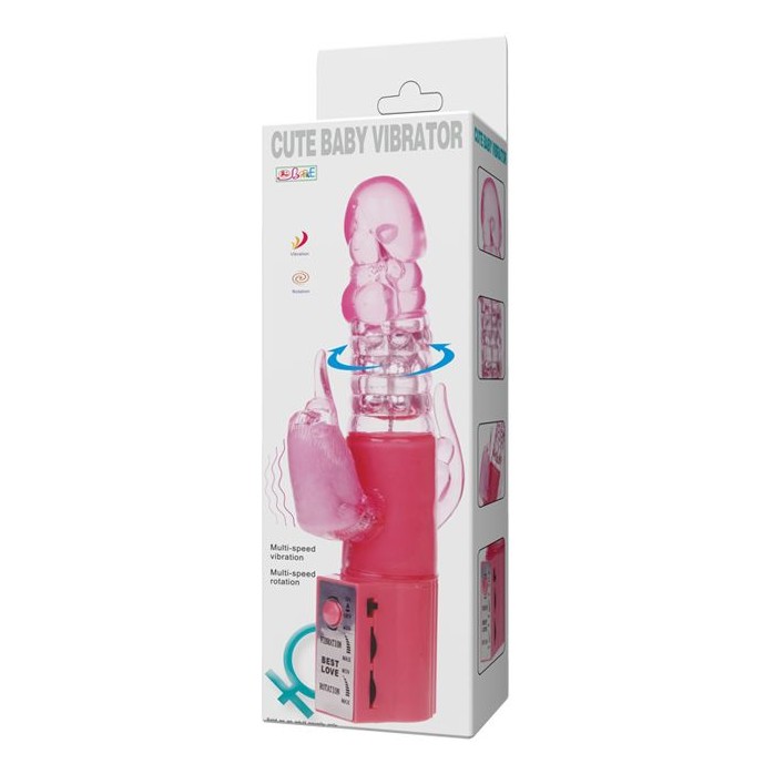 Розовый хай-тек вибратор Cute Baby Pink - 24 см