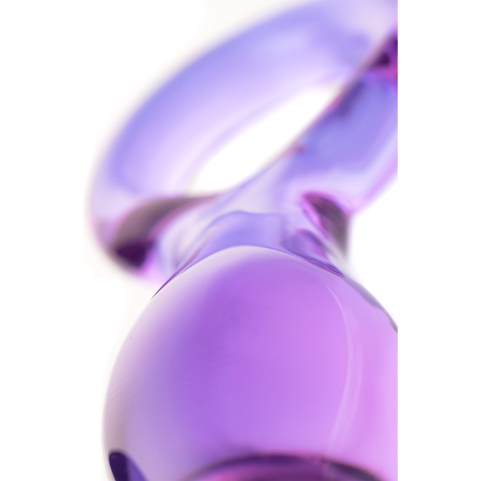 Фиолетовый стеклянный фаллоимитатор с ручкой-кольцом - 17,5 см - Sexus Glass. Фотография 4.