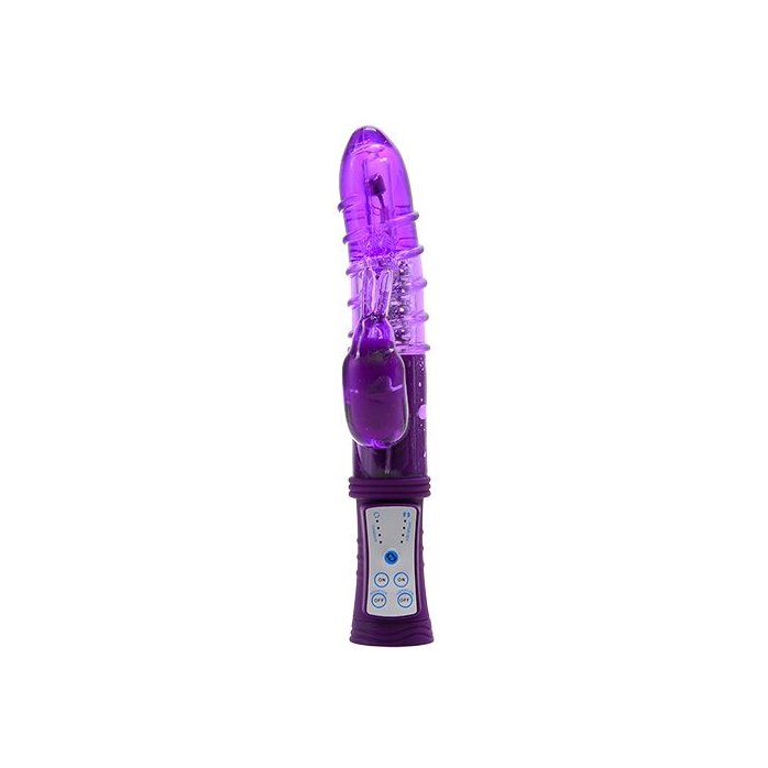 Фиолетовый вибратор MAGIC TALES SPELLING RABBIT со спиралью на стволе - 22,5 см - Magic tales. Фотография 2.