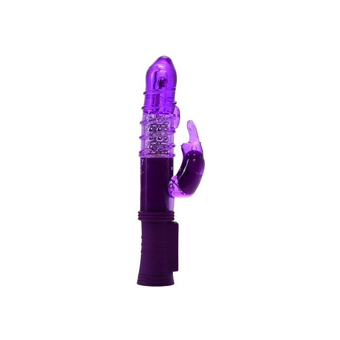 Фиолетовый вибратор MAGIC TALES SPELLING RABBIT со спиралью на стволе - 22,5 см - Magic tales