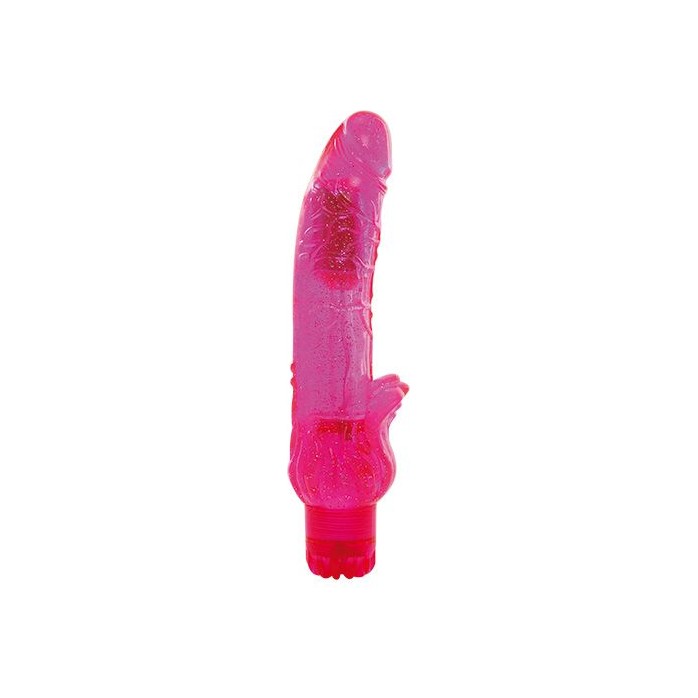 Розовый вибратор с блёстками JAMMY JELLY FLAME GLITTER - 24 см - Jammy Jelly