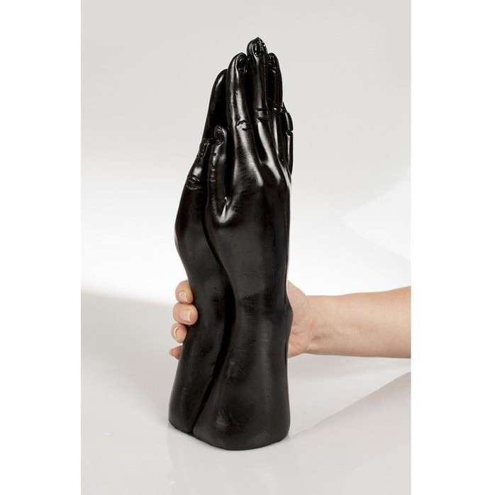 Стимулятор для фистинга с виде сомкнутых рук Dark Crystal Christian Dildo Black - 32 см. Фотография 2.