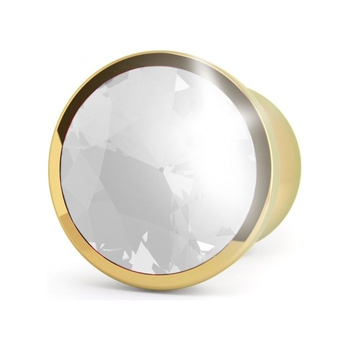 Золотистая анальная пробка-конус с прозрачным кристаллом - 13,5 см - Rich. Фотография 2.