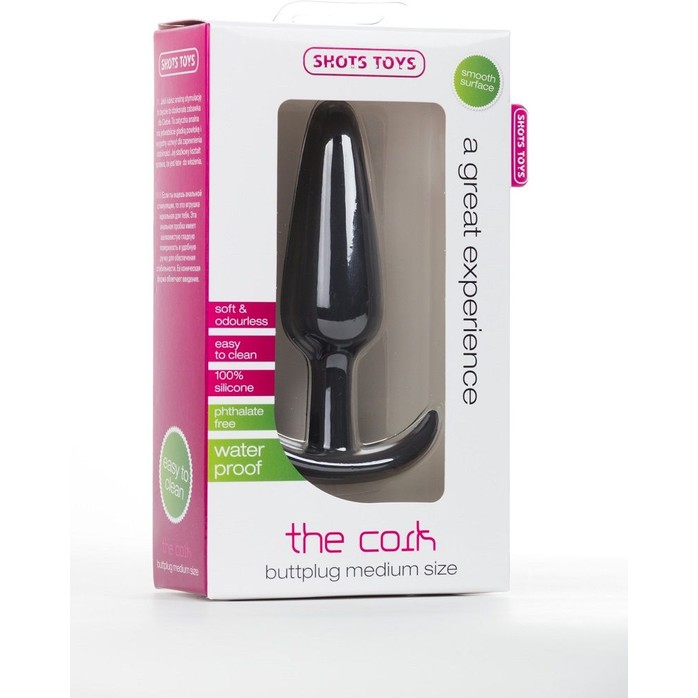 Чёрная анальная втулка The Cork Medium - 12,4 см - Shots Toys. Фотография 2.