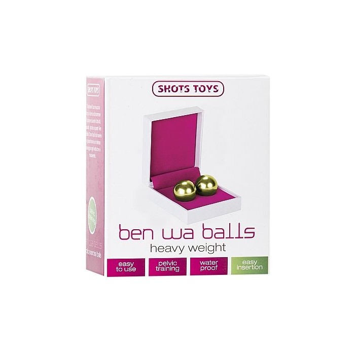 Золотистые вагинальные шарики Ben Wa Balls Heavy Weight Gold - Shots Toys. Фотография 2.
