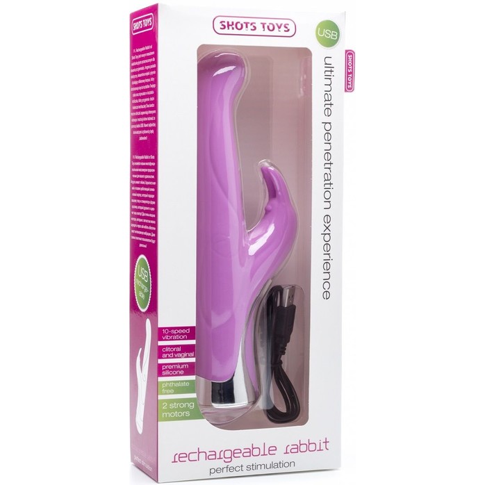 Розовый перезаряжаемый вибратор Rechargeable Rabbit Pink - 23,5 см - Shots Toys. Фотография 2.