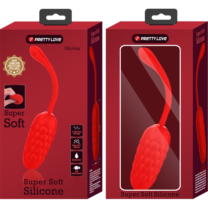Красное перезаряжаемое виброяйцо Marina - Pretty Love. Фотография 10.