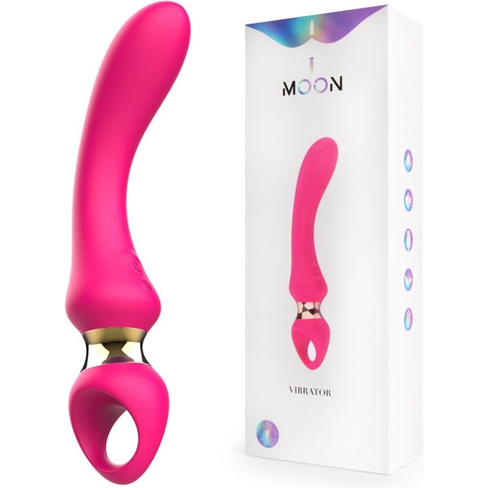 Розовый изогнутый вибромассажер Moon Vibrator - 21,1 см. Фотография 2.