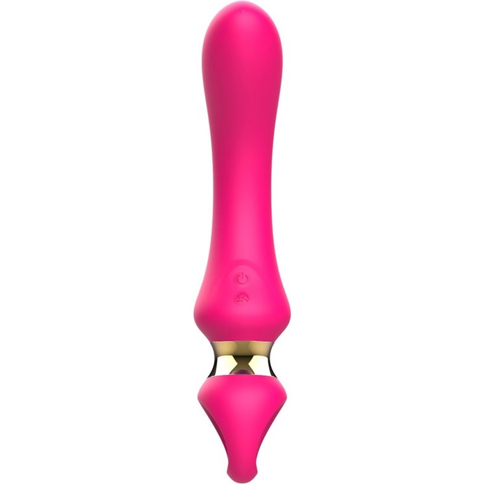 Розовый изогнутый вибромассажер Moon Vibrator - 21,1 см. Фотография 6.