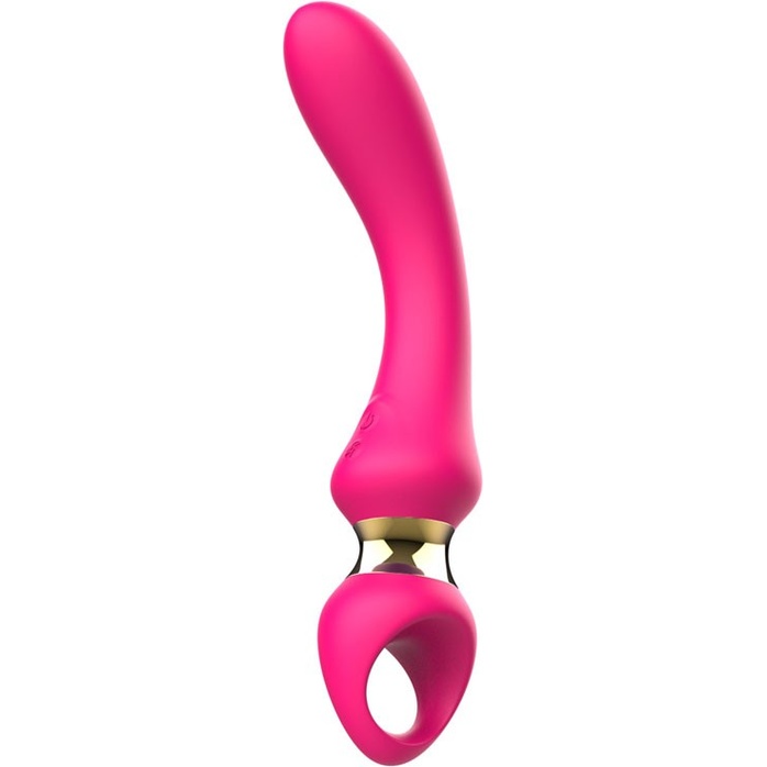 Розовый изогнутый вибромассажер Moon Vibrator - 21,1 см