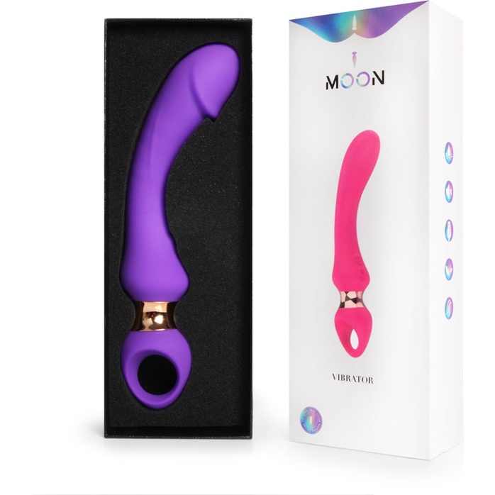 Фиолетовый изогнутый вибромассажер Moon Vibrator - 21,1 см. Фотография 10.