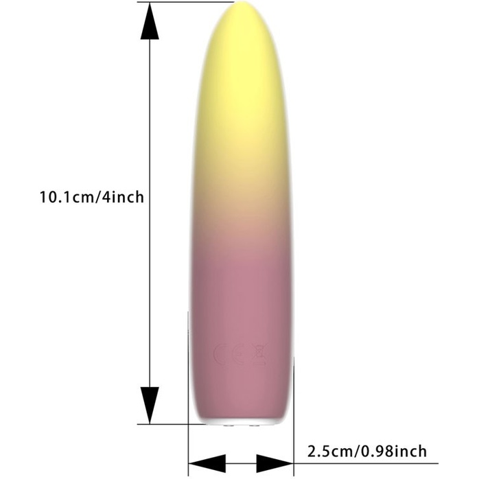 Желтая перезаряжаемая вибропуля Bullet - 10,1 см. Фотография 3.