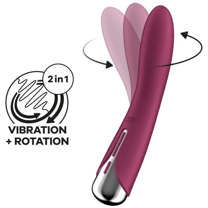 Малиновый вибратор-ротатор Spinning Vibe 1 - 18 см. Фотография 3.