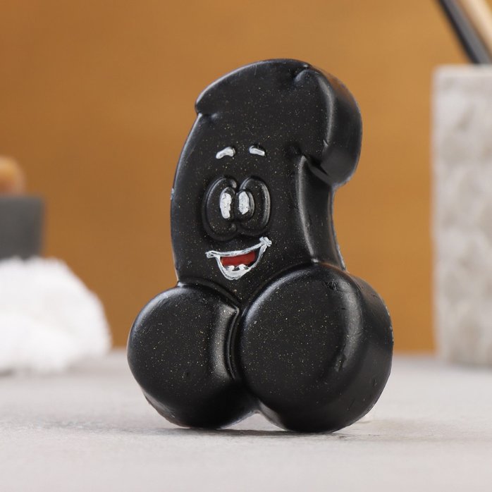 Черное фигурное мыло Веселый фаворит 2D - 75 гр - Мыльные штучки. Фотография 2.