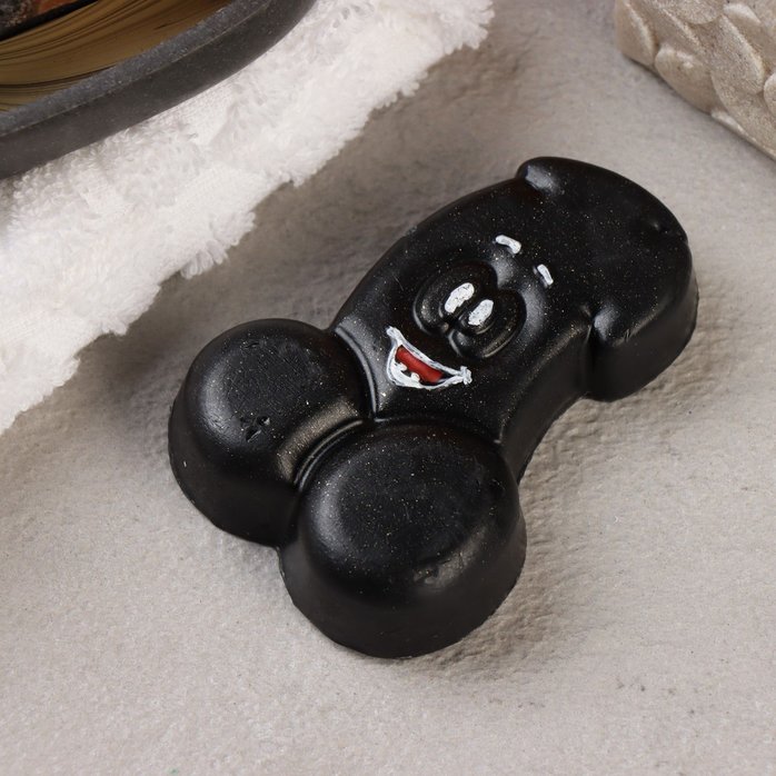 Черное фигурное мыло Веселый фаворит 2D - 75 гр - Мыльные штучки. Фотография 4.