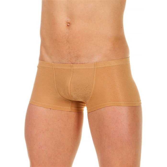 Бежевые трусы-хипсы с текстурой в виде роз на ткани Beige Rose Boxer