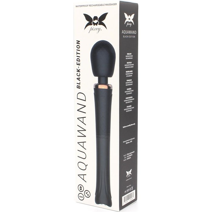 Черный жезловый вибромассажёр Pixey Aquawand - 32 см. Фотография 8.