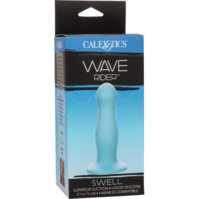 Голубой фаллоимитатор из жидкого силикона Swell - 12,7 см - Wave Rider. Фотография 8.
