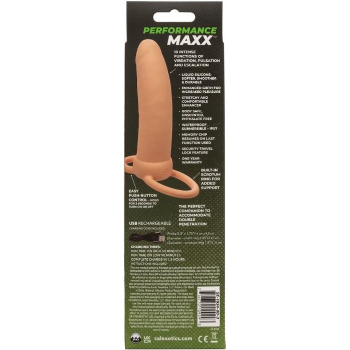 Телесная вибронасадка для двойного проникновения Rechargeable Thick Dual Penetrator - 14 см - Performance Maxx. Фотография 7.