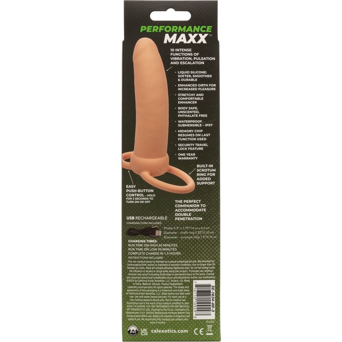 Телесная вибронасадка для двойного проникновения Rechargeable Thick Dual Penetrator - 14 см - Performance Maxx. Фотография 10.
