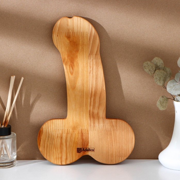 Деревянное блюдо для подачи в форме члена (32,5 х 20 х 1,7 см). Фотография 12.