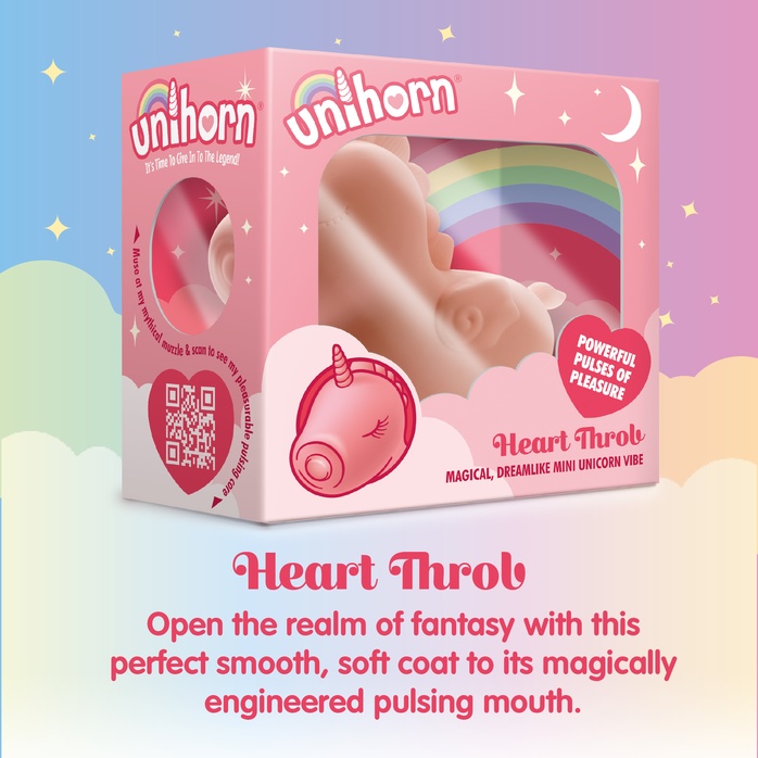 Персиковый клиторальный стимулятор Unihorn Heart Throb с режимом пульсации. Фотография 11.