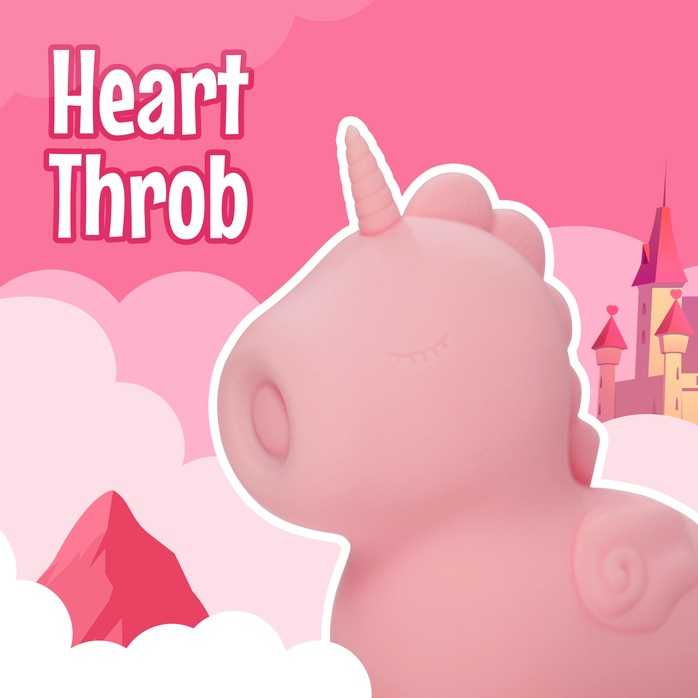 Персиковый клиторальный стимулятор Unihorn Heart Throb с режимом пульсации. Фотография 9.
