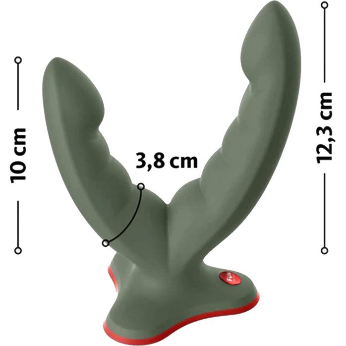 Оливковый двойной фаллоимитатор Ryde - 12,3 см. Фотография 3.