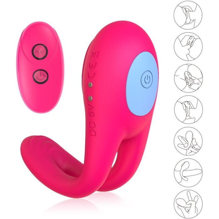 Розовое виброкольцо с пультом ДУ