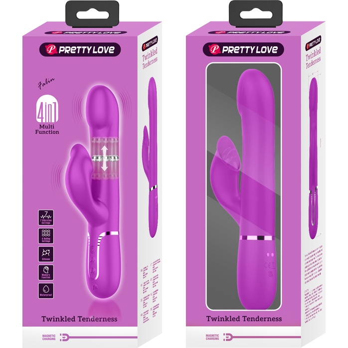 Лиловый вибратор-кролик Falin с вращением бусин - 22,7 см - Pretty Love. Фотография 11.
