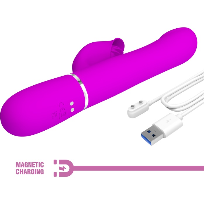 Лиловый вибратор-кролик Falin с вращением бусин - 22,7 см - Pretty Love. Фотография 10.