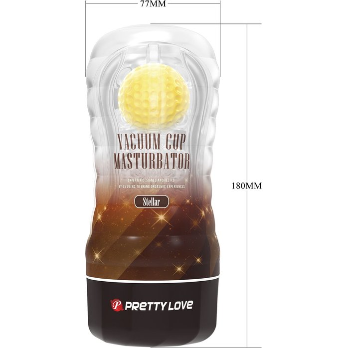 Прозрачный текстурированный мастурбатор Vacuum Cup Masturbator Stellar - Pretty Love. Фотография 6.