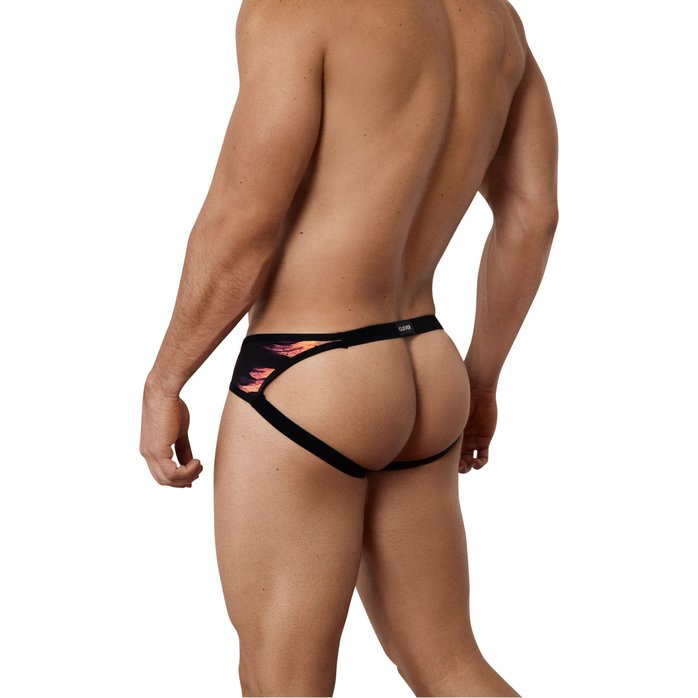 Черные принтованные трусы-джоки Natura Jockstrap. Фотография 3.