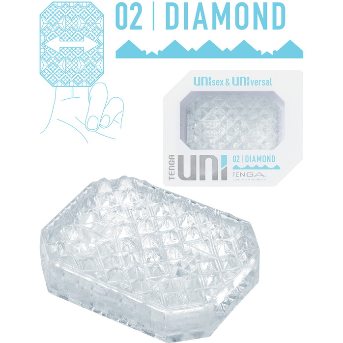 Прозрачный мастурбатор-стимулятор Tenga Uni Diamond - UNI Series. Фотография 5.
