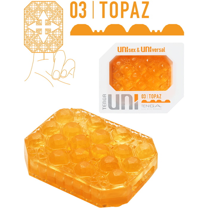 Оранжевый мастурбатор-стимулятор Tenga Uni Topaz - UNI Series. Фотография 7.