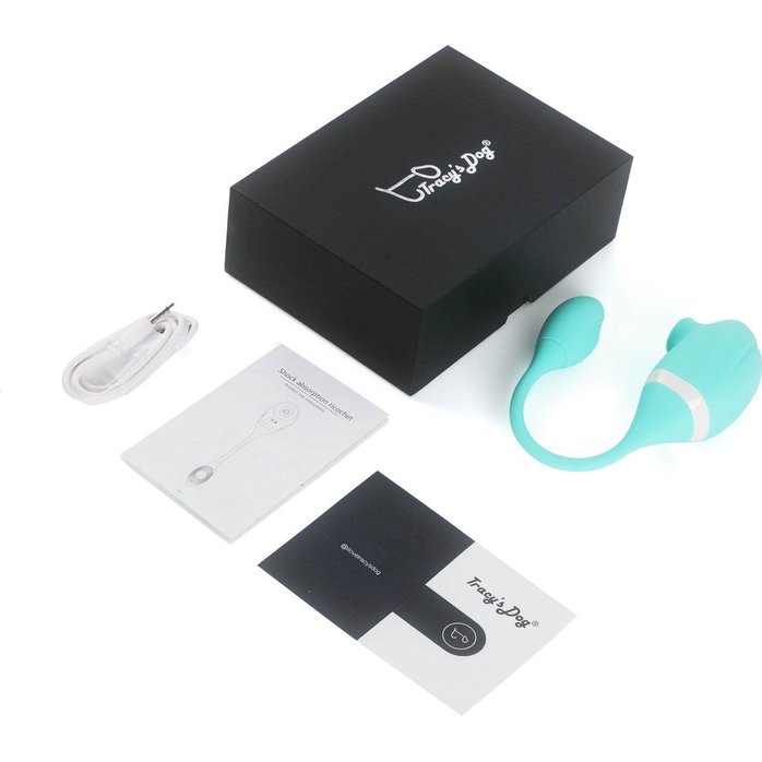 Мятный вакуумный вибростимулятор Tadpole Vibrating Dual Stimulation с виброхвостиком. Фотография 7.