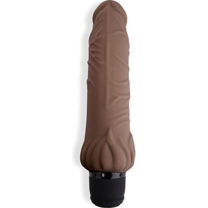 Коричневый вибратор с клиторальным выступом 7 Realistic Vibrator - 21,5 см. Фотография 2.