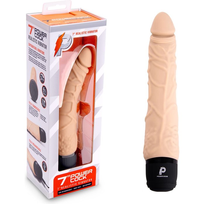 Телесный вибромассажер 7’’ Realistic Vibrator - 20 см. Фотография 5.