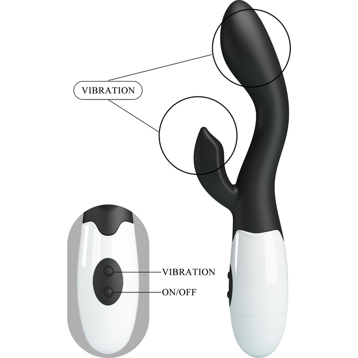 Черный вибратор-кролик для G-стимуляции Brighty - 20 см - Pretty Love. Фотография 8.