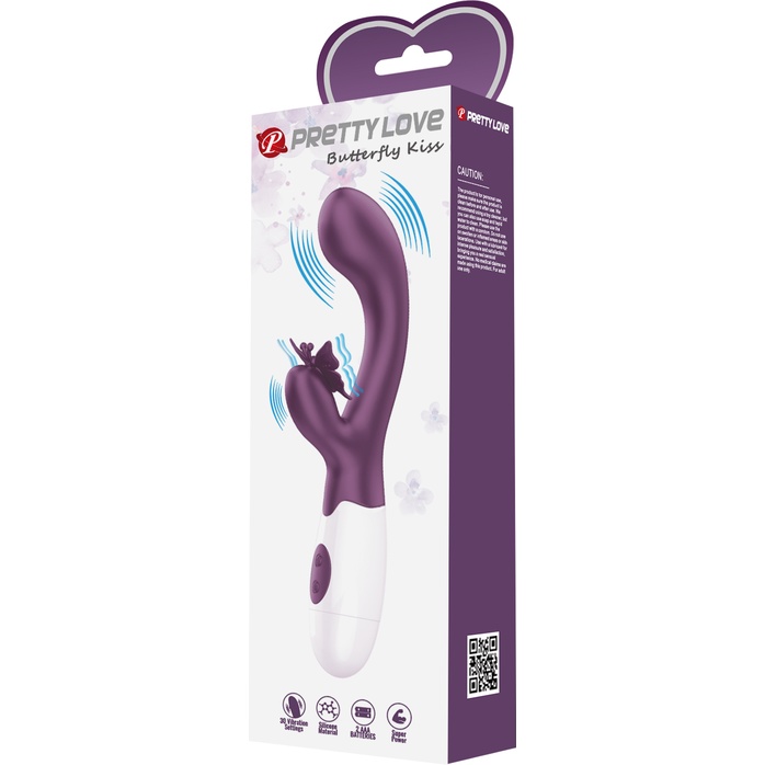Сливовый вибратор Butterfly Kiss с загнутой головкой - 19,9 см - Pretty Love. Фотография 11.