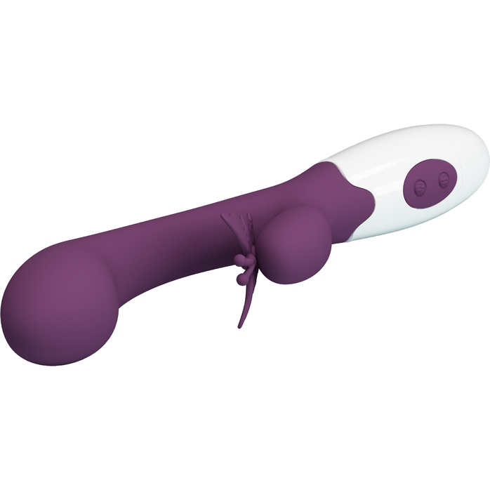 Сливовый вибратор Butterfly Kiss с загнутой головкой - 19,9 см - Pretty Love. Фотография 7.