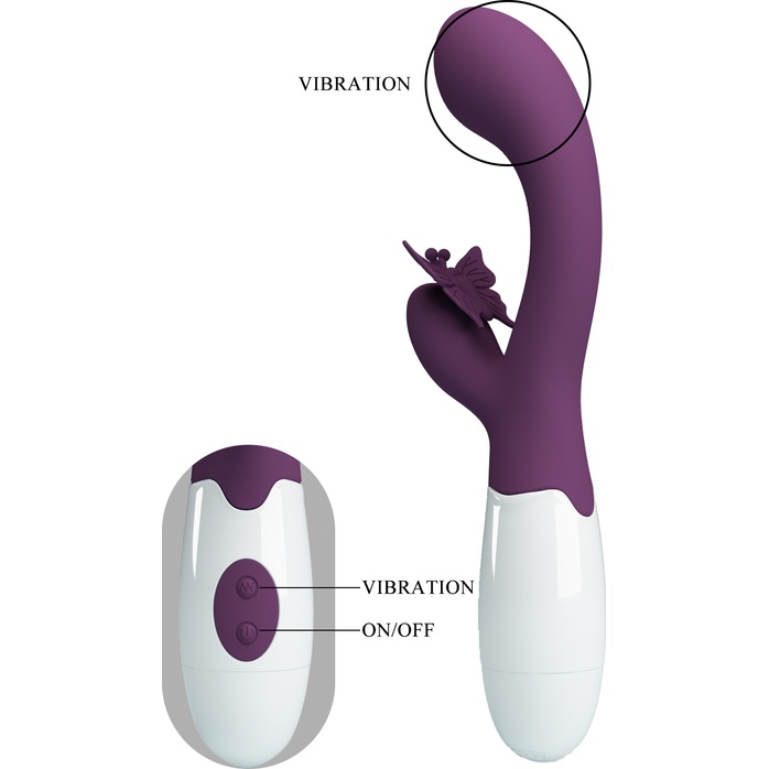 Сливовый вибратор Butterfly Kiss с загнутой головкой - 19,9 см - Pretty Love. Фотография 9.