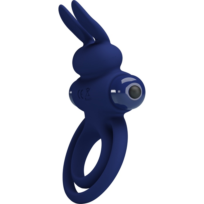 Синее эрекционное кольцо с вибростимуляцией клитора Powerful Ring - Pretty Love. Фотография 5.