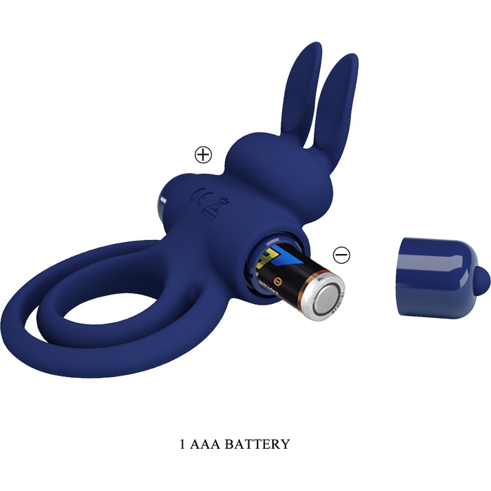 Синее эрекционное кольцо с вибростимуляцией клитора Powerful Ring - Pretty Love. Фотография 8.