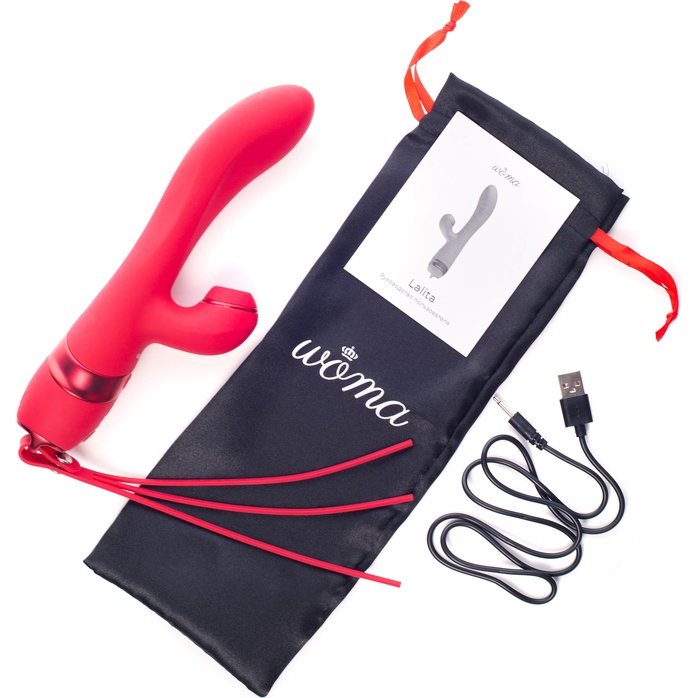 Красный вибратор-кролик с осцилляцией Lalita - 23 см. Фотография 8.