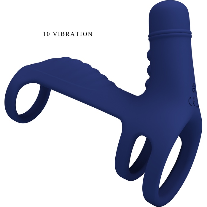 Синяя вибронасадка на пенис Vibrating Penis Sling - Pretty Love. Фотография 6.