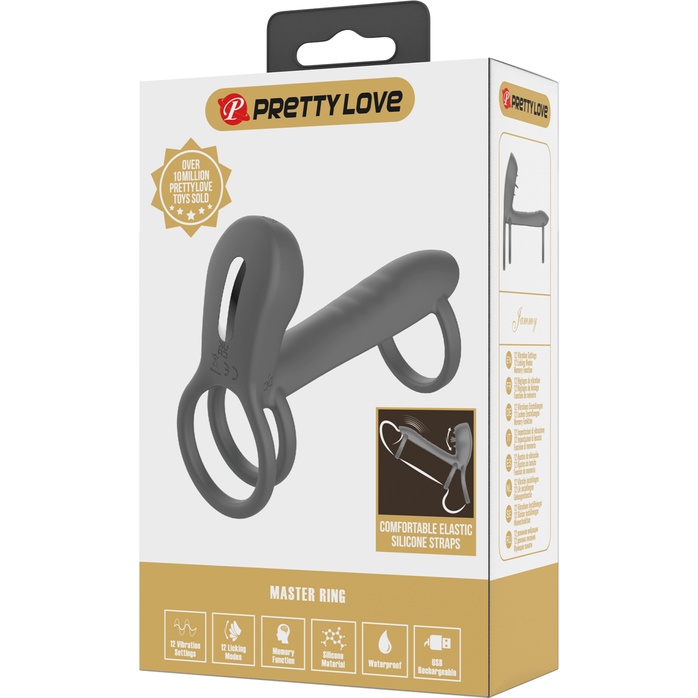 Серая насадка на пенис с 12 режимами вибрации - Pretty Love. Фотография 11.