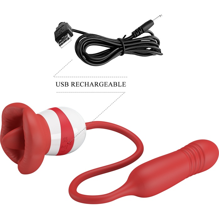 Красное продолговатое виброяицо Ashlynn с клиторальным стимулятором - Pretty Love. Фотография 6.