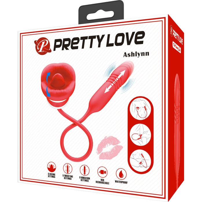 Красное продолговатое виброяицо Ashlynn с клиторальным стимулятором - Pretty Love. Фотография 7.